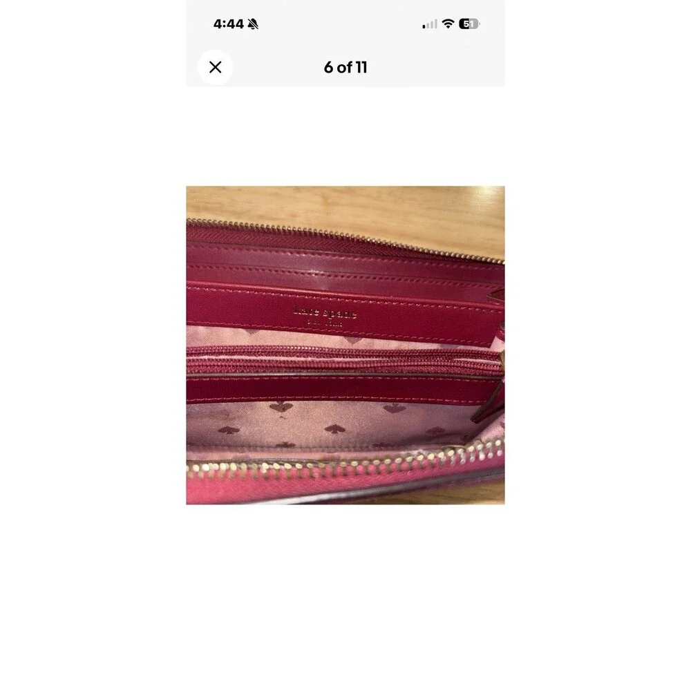 Kate Spade Lena Large Continental Wallet Pebble Leather Cherrywood